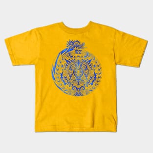 the dragon calendar in mexican aztec pattern ecopop Kids T-Shirt